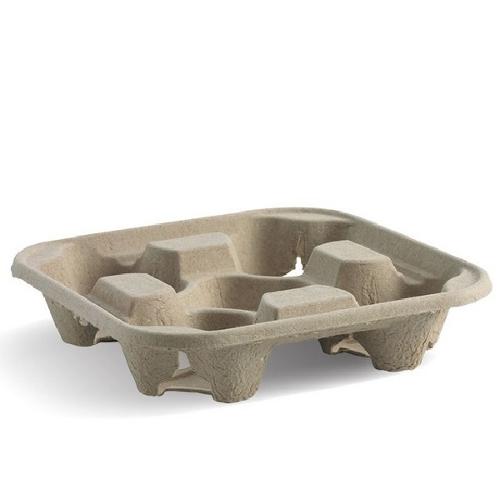 ARRY TRAY 4 CUP PULP BOARD NATURAL BIOPAK (CT300)