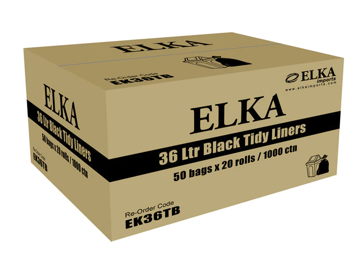 ELKA 36L BLACK TIDY LINERS ON ROLLS CARTON OF 1000 (ROLL)